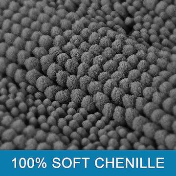 H.VERSAILTEX 2 Piece Bathroom Set Bathroom Rugs Bath Mats Sets Super Absorbent Chenille Striped Bath Mats Non Skid Machine Wash Dry Rugs for Bathroom Floor(Grey, 47 x 17 Plus 17 x 24 - Inches)