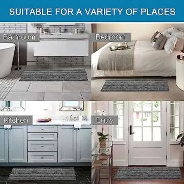 H.VERSAILTEX Super Absorbent Bath Rugs Set in Grey