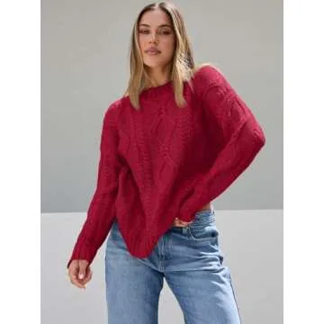 Trendy Queen Oversized Sweaters Womens Plus Size 2024 Fall Fashion Outfits Cable Knit Crewneck Pullo...