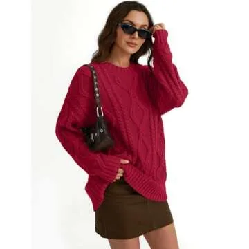 Trendy Queen Oversized Cable Knit Sweater for Women