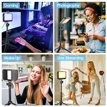 UBeesize Photography Lighting Kit, 2-Pack 6000K LED Video Light with Mini tripods & Color Filters fo...