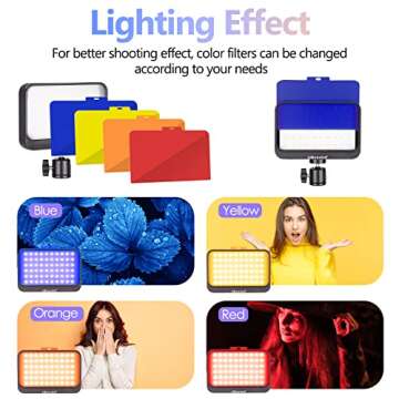 UBeesize Photography Lighting Kit, 2-Pack 6000K LED Video Light with Mini tripods & Color Filters for Tabletop/Low-Angle Shooting, USB Studio Lighting for Video Recording, Game Streaming