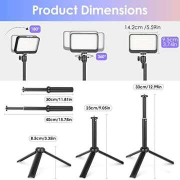 UBeesize Photography Lighting Kit, 2-Pack 6000K LED Video Light with Mini tripods & Color Filters for Tabletop/Low-Angle Shooting, USB Studio Lighting for Video Recording, Game Streaming