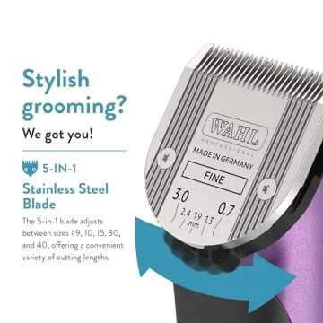 Wahl Professional Animal Bravura Pet, Dog, Cat, and Horse Corded/Cordless Clipper Kit, Purple (#41870-0423)