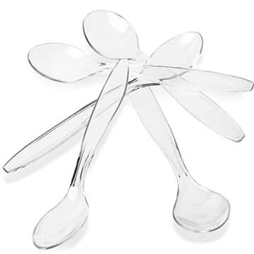 LSR LORESO 50 Count Plastic Tasting Ice Cream Tea Spoons - Perfect for Desserts and Appetizers