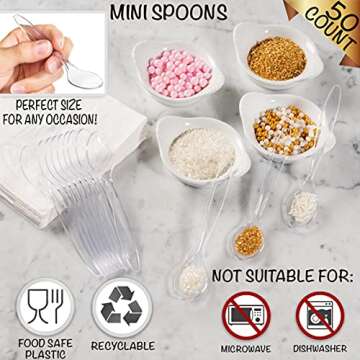 LSR LORESO 50 Count Plastic Tasting Spoons for Parties