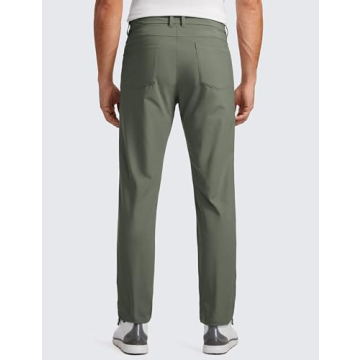 CRZ YOGA Men's All Day Comfy Golf Pants with 5-Pocket - 30" Quick Dry Lightweight Casual Work Stretch Pants Light Army Green 28W x 30L