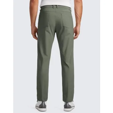 CRZ YOGA Men's All Day Comfy Golf Pants with 5-Pocket - 30" Quick Dry Lightweight Casual Work Stretch Pants Light Army Green 28W x 30L