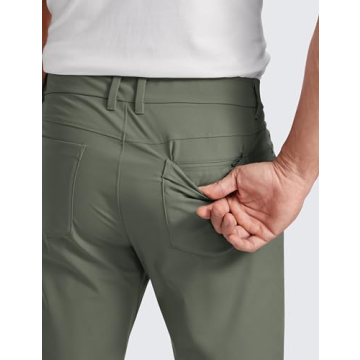CRZ YOGA Men's All Day Comfy Golf Pants with 5-Pocket - 30" Quick Dry Lightweight Casual Work Stretch Pants Light Army Green 28W x 30L
