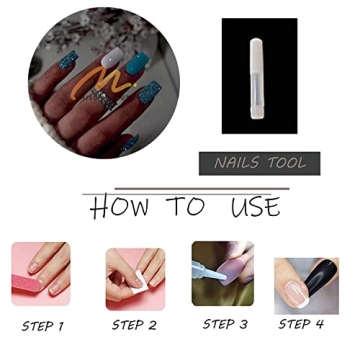 MISUD Short Square Press-On Nails 24 pcs with Glitter