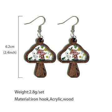 Vintage Boho Cow Head Dangle Drop Earrings Handmade Wooden Cattle Cow Animal Farm Country Earrings E...