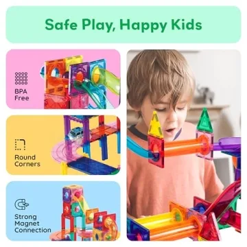 PicassoTiles 108pc 3-in-1 Marble Run Car Race Track Combo Magnetic Tiles PicassoToys Magnet Building Block Educational Construction Toy Playset STEM STEAM Learning Kit Child Brain Development PTG108