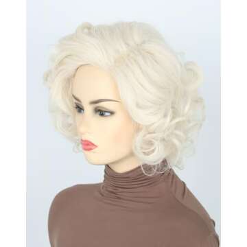 Topcosplay Women Wigs Platinum Blonde Wig Short Curly Halloween Costume Cosplay Wig