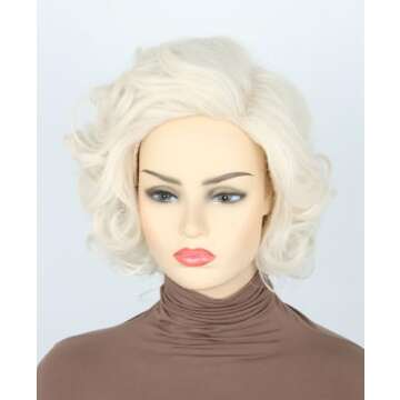 Topcosplay Women Wigs Platinum Blonde Wig Short Curly Halloween Costume Cosplay Wig