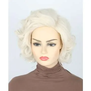 Topcosplay Women Wigs Platinum Blonde Wig Short Curly Halloween Costume Cosplay Wig