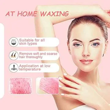 Auperwel Painless Hard Wax Beans for Hair Removal, 10.5oz Upgraded Formula for Face, Eyebrow, Brazilian Bikini with 10 Applicators (3 Rose)