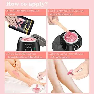 Auperwel Painless Hard Wax Beans for Hair Removal, 10.5oz Upgraded Formula for Face, Eyebrow, Brazilian Bikini with 10 Applicators (3 Rose)