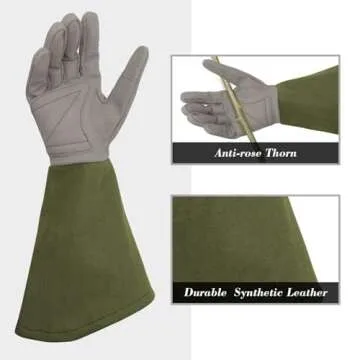 Intra-FIT Rose Pruning Gloves Thorn Proof, Embroidery Leather Gardening Gloves with Extra Long Forearm Protection
