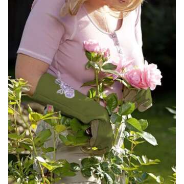 Intra-FIT Rose Pruning Gloves Thorn Proof, Embroidery Leather Gardening Gloves with Extra Long Forearm Protection