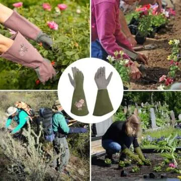 Intra-FIT Rose Pruning Gloves Thorn Proof, Embroidery Leather Gardening Gloves with Extra Long Forearm Protection