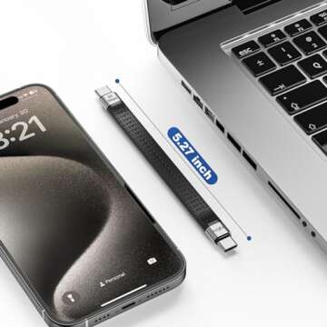 Rixmie Short USB-C Cable [5 inch], 100W PD Fast Charging, 20Gbps Data Transfer, 2024 New USB C to USB C Short Cable, Thunderbolt 3 for MacBook, Android Auto, External SSD and More Type-C Devices