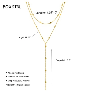 Trendy Foxgirl Long Gold Necklace for Women - 14k Gold Plated