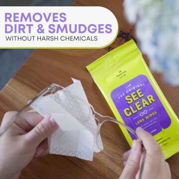 See Clear Original Lens Cleaning Wipes - Pre-Moistened Eyeglass & Screen Cleaning Cloth Towelettes -...