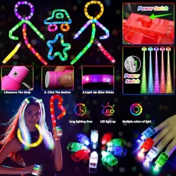 SHQDD Glow Party Favors Pack with 100 Sticks & 56 LED Toys