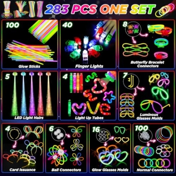SHQDD Glow Party Favors Pack with 100 Sticks & 56 LED Toys