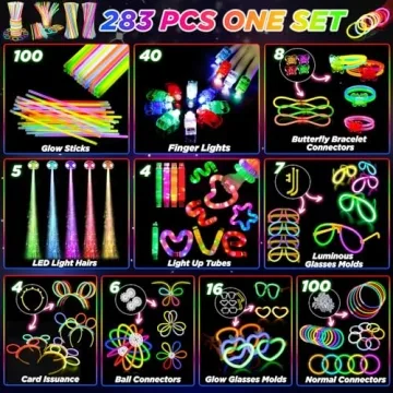 SHQDD Glow Party Favors Pack with 100 Sticks & 56 LED Toys