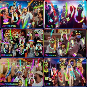 SHQDD Glow Party Favors Pack with 100 Sticks & 56 LED Toys