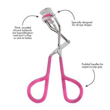 Tweezerman Neon Great Grip Eyelash Curler, Pink, 0.3 Oz