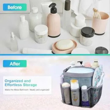 Attmu Mesh Shower Caddy Portable for College Dorm Room Essentials with 8 Pockets, Hanging Shower Caddy Dorm Basket, Quick Dry Shower Bag for Bathroom