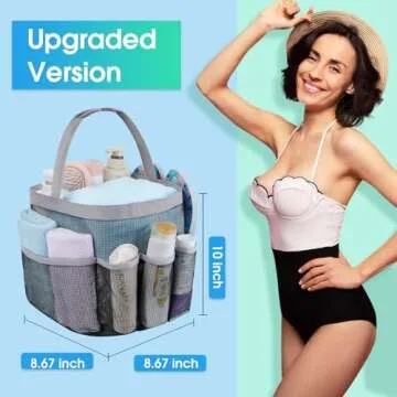 Attmu Mesh Shower Caddy Portable for College Dorm Room Essentials with 8 Pockets, Hanging Shower Caddy Dorm Basket, Quick Dry Shower Bag for Bathroom