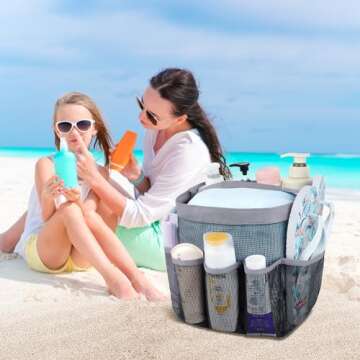 Attmu Mesh Shower Caddy Portable for College Dorm Room Essentials with 8 Pockets, Hanging Shower Caddy Dorm Basket, Quick Dry Shower Bag for Bathroom