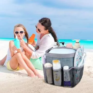 Attmu Mesh Shower Caddy Portable for College Dorm Room Essentials with 8 Pockets, Hanging Shower Caddy Dorm Basket, Quick Dry Shower Bag for Bathroom