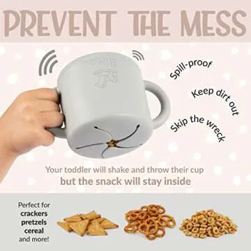 blinc Snack Cups for Toddlers - No Spill Silicone Snack Cup - Non Spillable Baby Food Containers - Cereal Snack Containers for Kids, Baby Essentials (Sand (1 Pack))