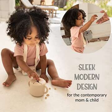 blinc Snack Cups for Toddlers - No Spill Silicone Snack Cup - Non Spillable Baby Food Containers - Cereal Snack Containers for Kids, Baby Essentials (Sand (1 Pack))