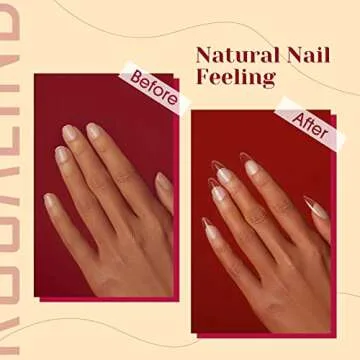 ROSALIND 504PCS Soft Almond Nails Full Cover Nail Tips, Half Matte Fake Nails with Box,Medium Almond Acrylic Fake Nail Tips for Nail Art Extension Nails 12 Size False Nail Tips DIY(One-Sided No File)