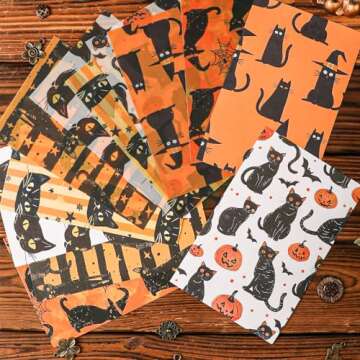 Grabie Halloween-Themed Scrapbook Club Box, Complete Scrapbook Kit with Black Cat Papers, Haunted House Decorations, Pumpkin Stickers, Suit for Painting, Decorating and Card Making