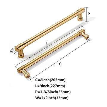 khtumeware 10 Pack 8 Inch(203mm) Champagne Bronze Kitchen Cabinet Handles Warm Brass Cabinet Pulls G...