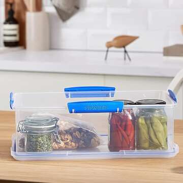 Sistema KLIP IT Food Storage Container 7 L Stackable & Airtight Fridge/Freezer Food Box with Lid BPA-Free Plastic Blue Clips 1 Count