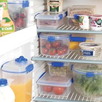 Sistema KLIP IT Food Storage Container 7 L Stackable & Airtight Fridge/Freezer Food Box with Lid BPA-Free Plastic Blue Clips 1 Count