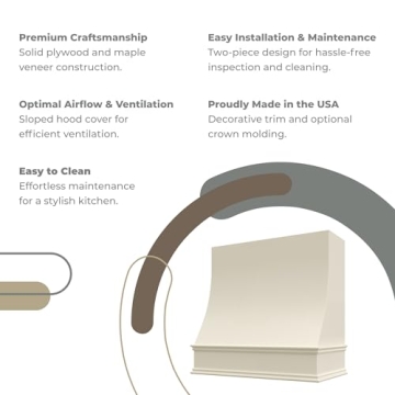 Riley & Higgs Sloped Front Antique White Range Hood Cover - Wall Mounted Wood Range Hood 31.5" x 30"