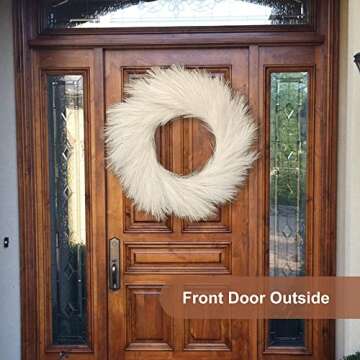 Faux Pampas Grass Wreath - 27" Fluffy and Elegant