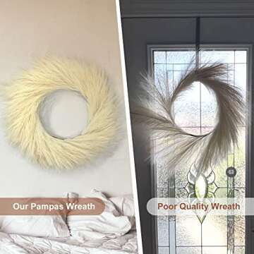 Faux Pampas Grass Wreath - 27" Fluffy and Elegant