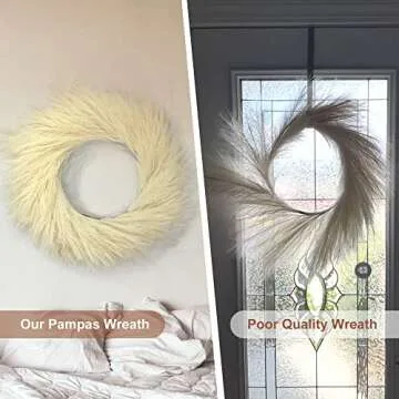 Faux Pampas Grass Wreath - 27" Fluffy and Elegant
