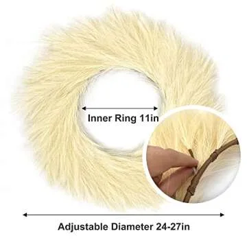 Faux Pampas Grass Wreath - 27" Fluffy and Elegant