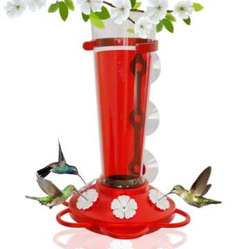 Large Leak Proof Window Hummingbird Feeders for Outdoors Hanging - Wasp and Bee Proof - Window Hummi...