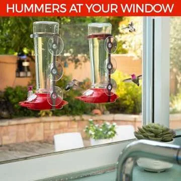 Large Leak Proof Window Hummingbird Feeders for Outdoors Hanging - Wasp and Bee Proof - Window Hummingbird Feeder for Outdoor - Hummingbird Feeder Window Mount